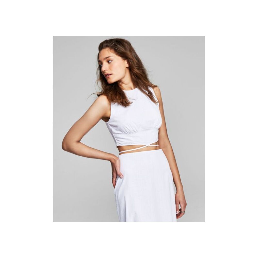 And Now This Now This Womens Tie Waist Top